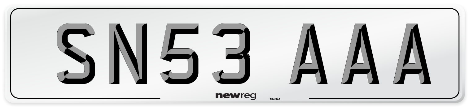 SN53 AAA Number Plate from New Reg